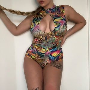 Little Black Diamond rave bodysuit